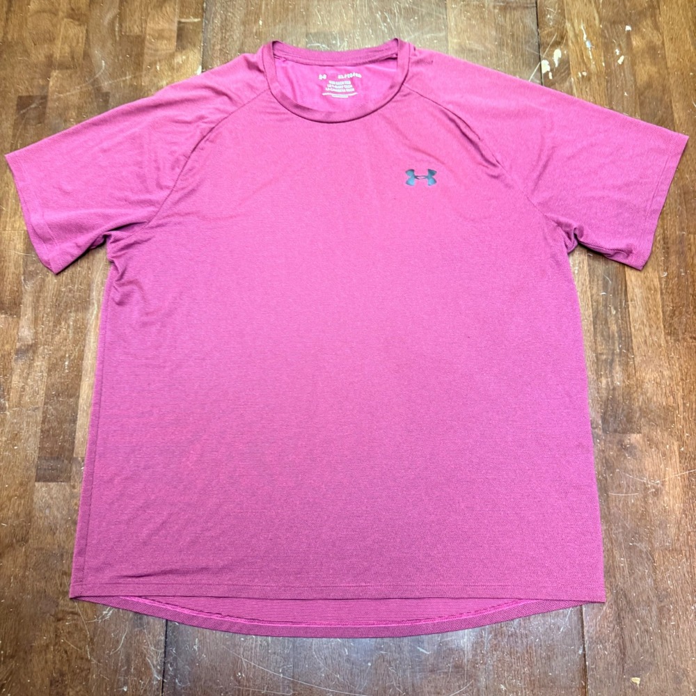 Under Armour Tech Tee Mens XL Maroon Short Sleeve Raglan Performance Shirt - Picture 2 of 7